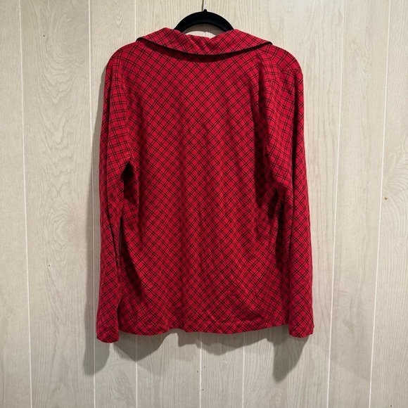 Soma Long Sleeve Button Front Pajama Top | Red Black Plaid | Medium - Picture 5 of 5
